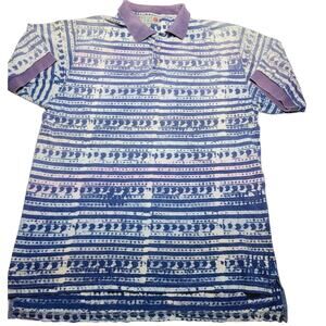Vintage Morse Code Polo Shirt Men's Size XL Faded 90's All Over Design Colorful